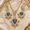 Oro Laminado Earring and Pendant Adult Set, Gold Filled Style Turtle Design, Blue Enamel Finish, Golden Finish, 10.351.0005.2