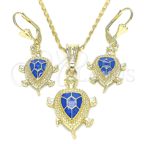 Gold Filled Ring — Earring and Pendant Adult Set Turtle Design Blue — main product view — SKU 130602 | Oro Laminado anillo — Earring and Pendant Adult Set Turtle diseño Blue — SKU 130602