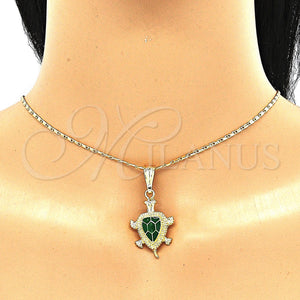 Gold Filled Ring — Earring and Pendant Adult Set Turtle Design Green — main product view — SKU 130604 | Oro Laminado anillo — Earring and Pendant Adult Set Turtle diseño Green — SKU 130604