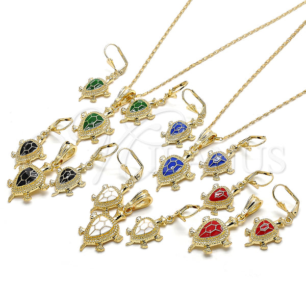 Gold Filled Ring — Earring and Pendant Adult Set Turtle Design Green — alternate product view — SKU 130604 | Oro Laminado anillo — Earring and Pendant Adult Set Turtle diseño Green — SKU 130604