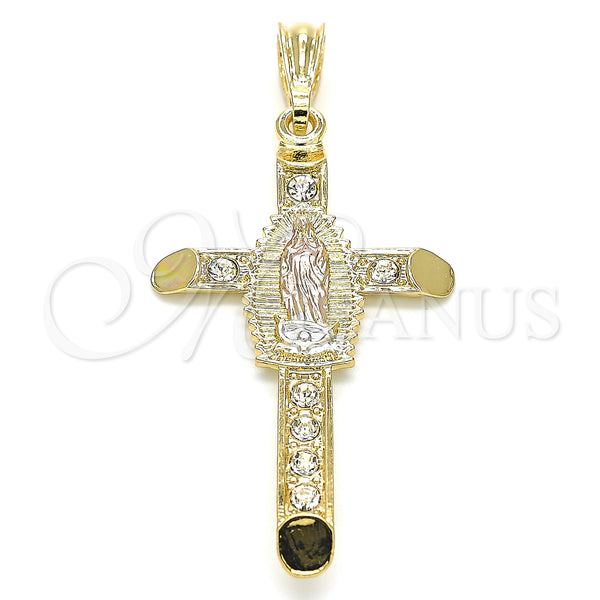 Gold Filled Pendant — Religious Pendant Cross and Guadalupe Design with White — main product view — SKU 130606 | Oro Laminado dije — Religious Pendant cruz and Guadalupe diseño with blanco — SKU 130606