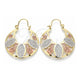Argolla Mediana 02.351.0043.30 Oro Laminado, Diseño de Guadalupe y Flor, Pulido, Tres Tonos