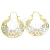 Oro Laminado Medium Hoop, Gold Filled Style Elephant Design, Polished, Tricolor, 02.351.0044.30