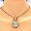 Oro Laminado Religious Pendant, Gold Filled Style Guadalupe Design, Diamond Cutting Finish, Tricolor, 05.351.0064