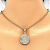 Oro Laminado Religious Pendant, Gold Filled Style Guadalupe Design, Diamond Cutting Finish, Tricolor, 05.351.0064
