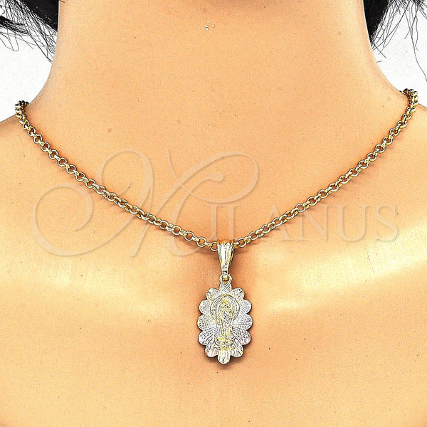 Gold Filled Pendant — Religious Pendant Guadalupe Design Polished Tricolor 05. — alternate product view — SKU 130617 | Oro Laminado dije — Religious Pendant Guadalupe diseño pulido Tricolor 05. — SKU 130617