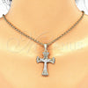Oro Laminado Religious Pendant, Gold Filled Style Crucifix Design, with White Crystal, Polished, Tricolor, 05.351.0069
