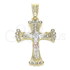 Gold Filled Pendant — Religious Pendant Crucifix Design with White Crystal Polished — main product view — SKU 130621 | Oro Laminado dije — Religious Pendant Crucifix diseño with cristal blanco pulido — SKU 130621