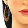Oro Laminado Large Hoop, Gold Filled Style Guadalupe and Flower Design, Polished, Tricolor, 02.351.0047.50
