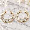 Oro Laminado Large Hoop, Gold Filled Style Guadalupe and Flower Design, Polished, Tricolor, 02.351.0047.50