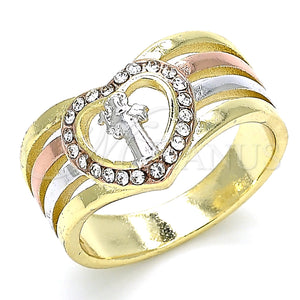 Gold Filled Ring — Multi Stone Ring San Benito and Heart Design — main product view — SKU 130627 | Oro Laminado anillo — Multi Stone Ring San Benito and corazón diseño — SKU 130627