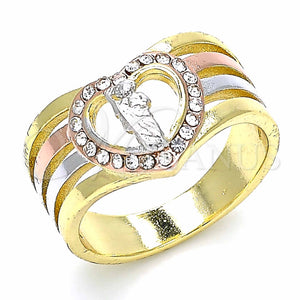 Gold Filled Ring — Multi Stone Ring San Judas and Heart Design — main product view — SKU 130630 | Oro Laminado anillo — Multi Stone Ring San Judas and corazón diseño — SKU 130630