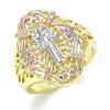 Oro Laminado Elegant Ring, Gold Filled Style San Judas Design, Polished, Tricolor, 01.253.0030.07 (Size 7)