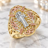 Oro Laminado Elegant Ring, Gold Filled Style San Benito Design, Polished, Tricolor, 01.253.0030.08 (Size 8)