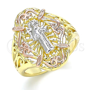 Gold Filled Ring — Elegant Ring San Benito Design Polished Tricolor 01. — main product view — SKU 130635 | Oro Laminado anillo — Elegant Ring San Benito diseño pulido Tricolor 01. — SKU 130635
