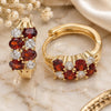 Oro Laminado Huggie Hoop, Gold Filled Style with Garnet and White Cubic Zirconia, Polished, Golden Finish, 02.210.0317.1.15