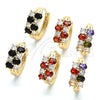 Oro Laminado Huggie Hoop, Gold Filled Style with Garnet and White Cubic Zirconia, Polished, Golden Finish, 02.210.0317.1.15