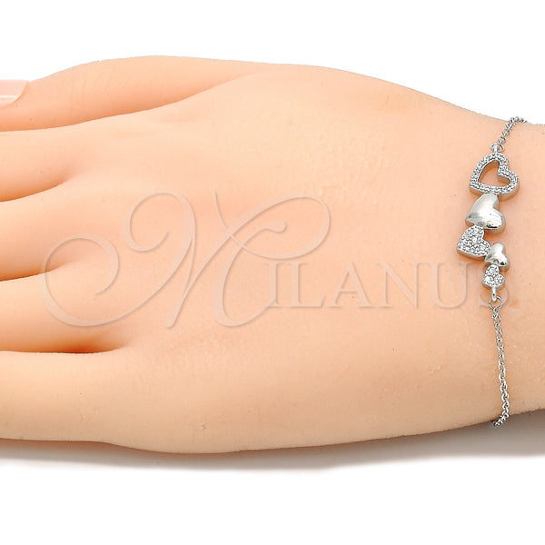 Sterling Silver Bracelet — Fancy Bracelet Heart Design with White Micro Pave — alternate product view — SKU 130673 | Plata 925 brazalete — elegante Bracelet corazón diseño with blanco Micro Pave — SKU 130673