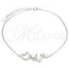 Sterling Silver Fancy Bracelet, Heart Design, with White Micro Pave, Polished, Rhodium Finish, 03.336.0057.07 (01 MM Thickness, 7 Inches Length)