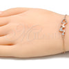 Sterling Silver Fancy Bracelet, Heart Design, with White Micro Pave, Polished, Rose Gold Finish, 03.336.0057.1.07 (01 MM Thickness, 7 Inches Length)