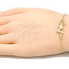 Sterling Silver Fancy Bracelet, Heart Design, with White Micro Pave, Polished, Golden Finish, 03.336.0057.2.08 (01 MM Thickness, 8 Inches Length)