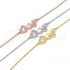 Sterling Silver Fancy Bracelet, Heart Design, with White Micro Pave, Polished, Golden Finish, 03.336.0057.2.08 (01 MM Thickness, 8 Inches Length)