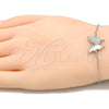 Sterling Silver Fancy Bracelet, Butterfly Design, with White Cubic Zirconia, Polished, Rhodium Finish, 03.336.0058.07 (01 MM Thickness, 7 Inches Length)