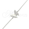 Sterling Silver Fancy Bracelet, Butterfly Design, with White Cubic Zirconia, Polished, Rhodium Finish, 03.336.0058.07 (01 MM Thickness, 7 Inches Length)
