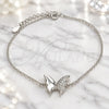 Sterling Silver Fancy Bracelet, Butterfly Design, with White Cubic Zirconia, Polished, Rhodium Finish, 03.336.0058.07 (01 MM Thickness, 7 Inches Length)