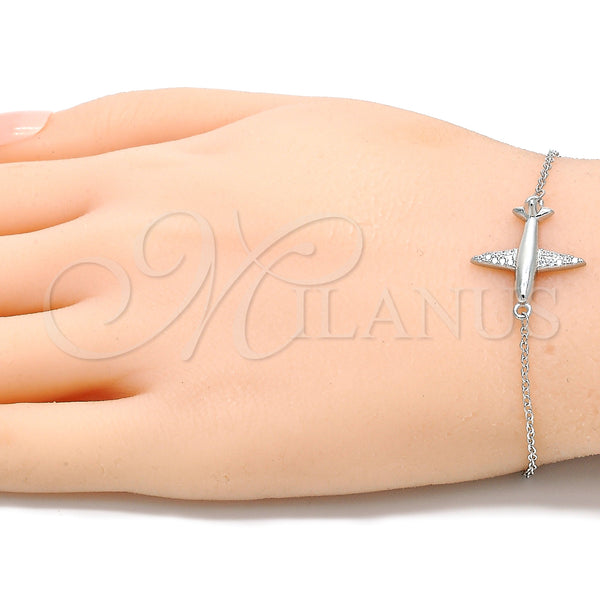 Sterling Silver Bracelet — Fancy Bracelet with White Micro Pave Polished 03. — alternate product view — SKU 130677 | Plata 925 brazalete — elegante Bracelet with blanco Micro Pave pulido 03. — SKU 130677