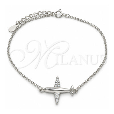 Sterling Silver Fancy Bracelet, with White Micro Pave, Polished, Rhodium Finish, 03.336.0059.07 (01 MM Thickness, 7 Inches Length)