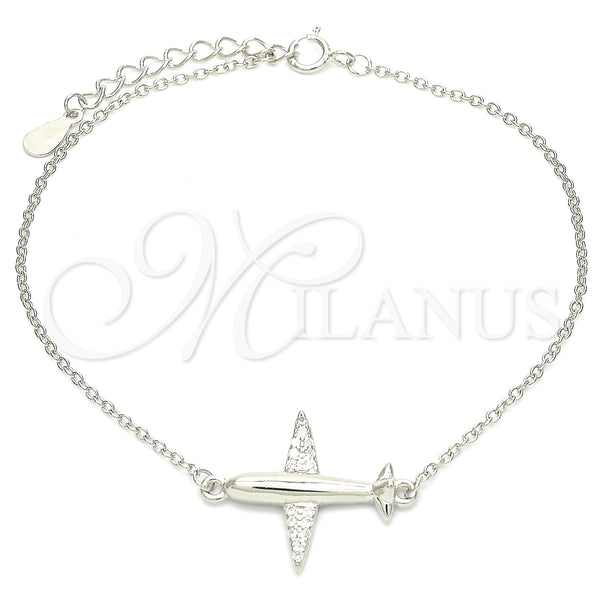 Sterling Silver Bracelet — Fancy Bracelet with White Micro Pave Polished 03. — main product view — SKU 130677 | Plata 925 brazalete — elegante Bracelet with blanco Micro Pave pulido 03. — SKU 130677