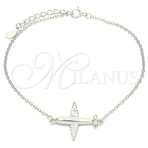 Sterling Silver Bracelet — Fancy Bracelet with White Micro Pave Polished 03. — main product view — SKU 130677 | Plata 925 brazalete — elegante Bracelet with blanco Micro Pave pulido 03. — SKU 130677