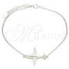 Sterling Silver Fancy Bracelet, with White Micro Pave, Polished, Rhodium Finish, 03.336.0059.07 (01 MM Thickness, 7 Inches Length)