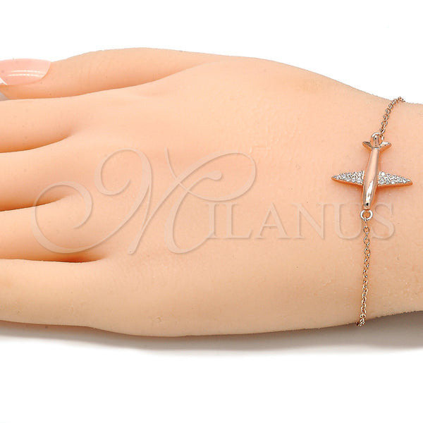 Sterling Silver Bracelet — Fancy Bracelet with White Micro Pave Polished Rose — alternate product view — SKU 130678 | Plata 925 brazalete — elegante Bracelet with blanco Micro Pave pulido Rose — SKU 130678
