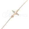 Sterling Silver Fancy Bracelet, with White Micro Pave, Polished, Rose Gold Finish, 03.336.0059.1.07 (01 MM Thickness, 7 Inches Length)