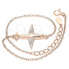 Sterling Silver Fancy Bracelet, with White Micro Pave, Polished, Rose Gold Finish, 03.336.0059.1.07 (01 MM Thickness, 7 Inches Length)
