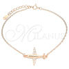 Sterling Silver Fancy Bracelet, with White Micro Pave, Polished, Rose Gold Finish, 03.336.0059.1.07 (01 MM Thickness, 7 Inches Length)