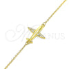 Sterling Silver Fancy Bracelet, with White Micro Pave, Polished, Golden Finish, 03.336.0059.2.07 (01 MM Thickness, 7 Inches Length)