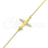 Sterling Silver Fancy Bracelet, with White Micro Pave, Polished, Golden Finish, 03.336.0059.2.07 (01 MM Thickness, 7 Inches Length)