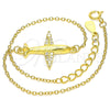 Sterling Silver Fancy Bracelet, with White Micro Pave, Polished, Golden Finish, 03.336.0059.2.07 (01 MM Thickness, 7 Inches Length)