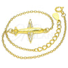 Sterling Silver Fancy Bracelet, with White Micro Pave, Polished, Golden Finish, 03.336.0059.2.07 (01 MM Thickness, 7 Inches Length)