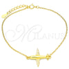 Sterling Silver Fancy Bracelet, with White Micro Pave, Polished, Golden Finish, 03.336.0059.2.07 (01 MM Thickness, 7 Inches Length)