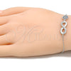 Sterling Silver Fancy Bracelet, Infinite Design, with Sapphire Blue Micro Pave and White Crystal, Polished, Rhodium Finish, 03.336.0060.07 (01 MM Thickness, 7 Inches Length)
