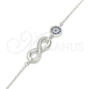 Sterling Silver Fancy Bracelet, Infinite Design, with Sapphire Blue Micro Pave and White Crystal, Polished, Rhodium Finish, 03.336.0060.07 (01 MM Thickness, 7 Inches Length)