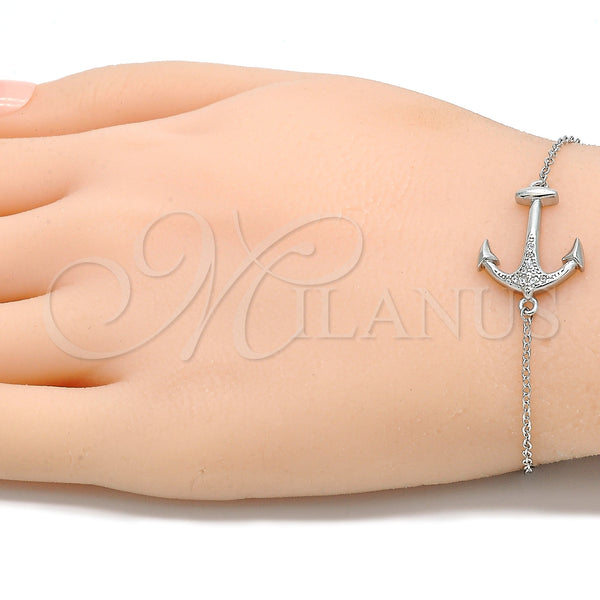 Sterling Silver Bracelet — Fancy Bracelet Anchor Design with White Micro Pave — alternate product view — SKU 130682 | Plata 925 brazalete — elegante Bracelet Anchor diseño with blanco Micro Pave — SKU 130682