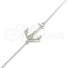 Sterling Silver Fancy Bracelet, Anchor Design, with White Micro Pave, Polished, Rhodium Finish, 03.336.0062.08 (01 MM Thickness, 8 Inches Length)