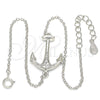 Sterling Silver Fancy Bracelet, Anchor Design, with White Micro Pave, Polished, Rhodium Finish, 03.336.0062.08 (01 MM Thickness, 8 Inches Length)
