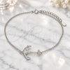 Sterling Silver Fancy Bracelet, Anchor Design, with White Micro Pave, Polished, Rhodium Finish, 03.336.0062.08 (01 MM Thickness, 8 Inches Length)