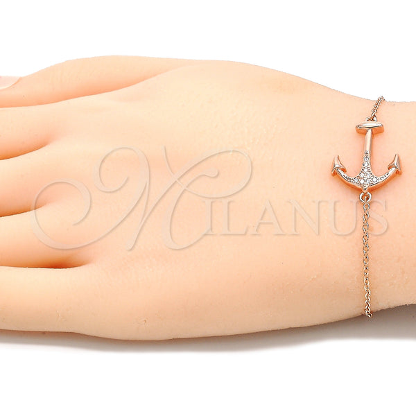 Sterling Silver Bracelet — Fancy Bracelet Anchor Design with White Micro Pave — alternate product view — SKU 130683 | Plata 925 brazalete — elegante Bracelet Anchor diseño with blanco Micro Pave — SKU 130683